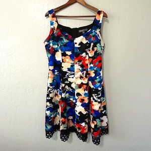 Stretchy Midi Floral Fit Flare Dress Colorful Spring Summer Plus Size 16